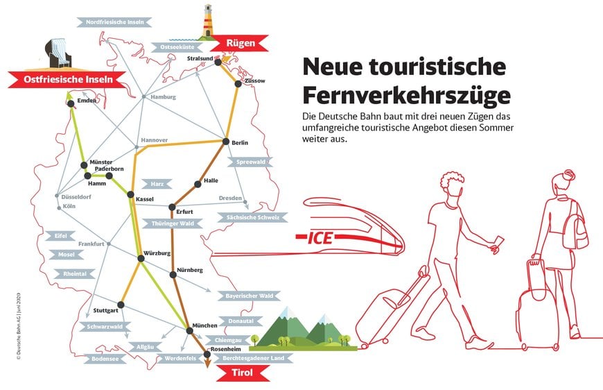 Zusätzliche ICE-Züge in Urlaubsregionen